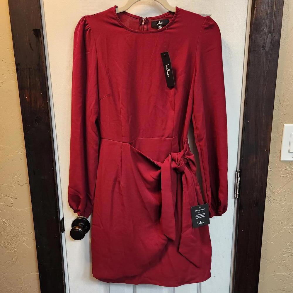 Lulus Women's Long Sleeve Marron Dress with Tie Waist- XS NWT
